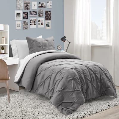 Lush Decor Ravello Pintuck BIAB Soft Reversible Printed Comforter With Sheet