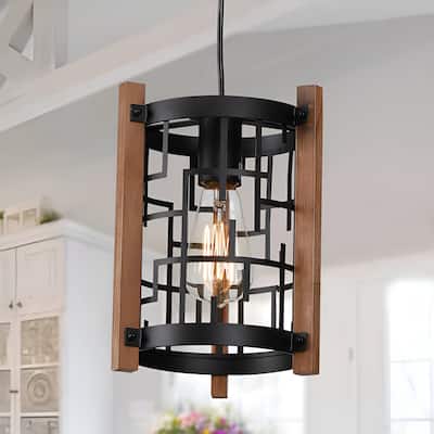 1-Light Rustic Pendant Light, Farmhouse Hanging Light Fixture - Kitchen Island Lighting