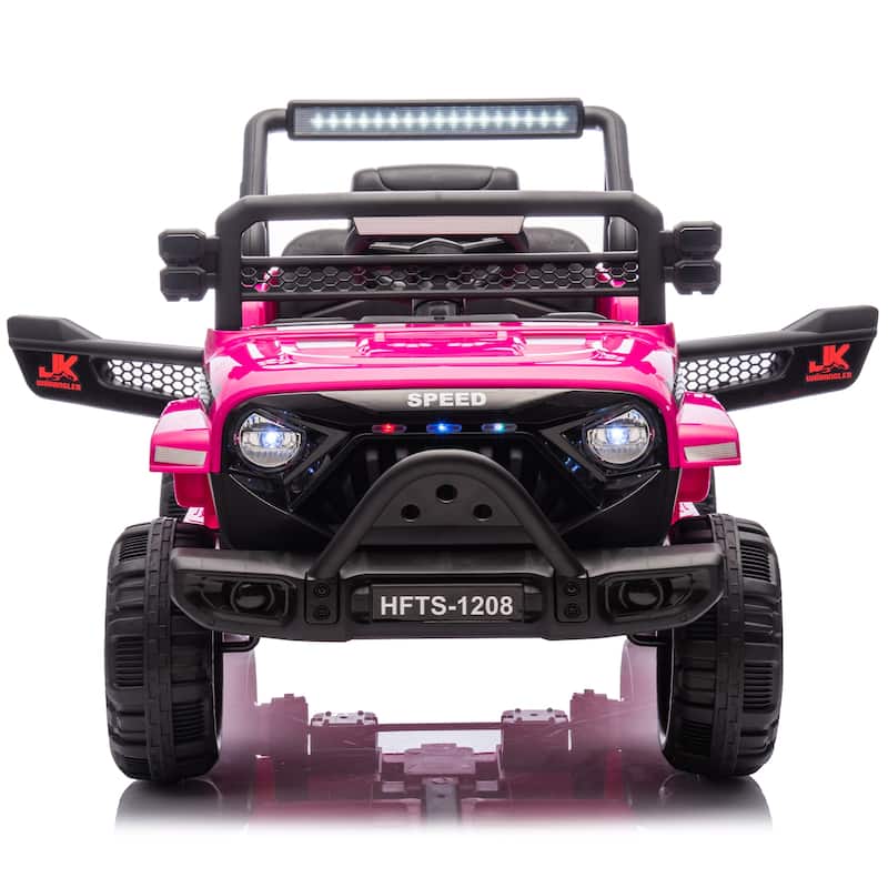12V Kids Ride On Electric Truck Car W/Parents Control,2WD,4-wheel suspension,Adjustable volume,Microphone jack,Power display,LED