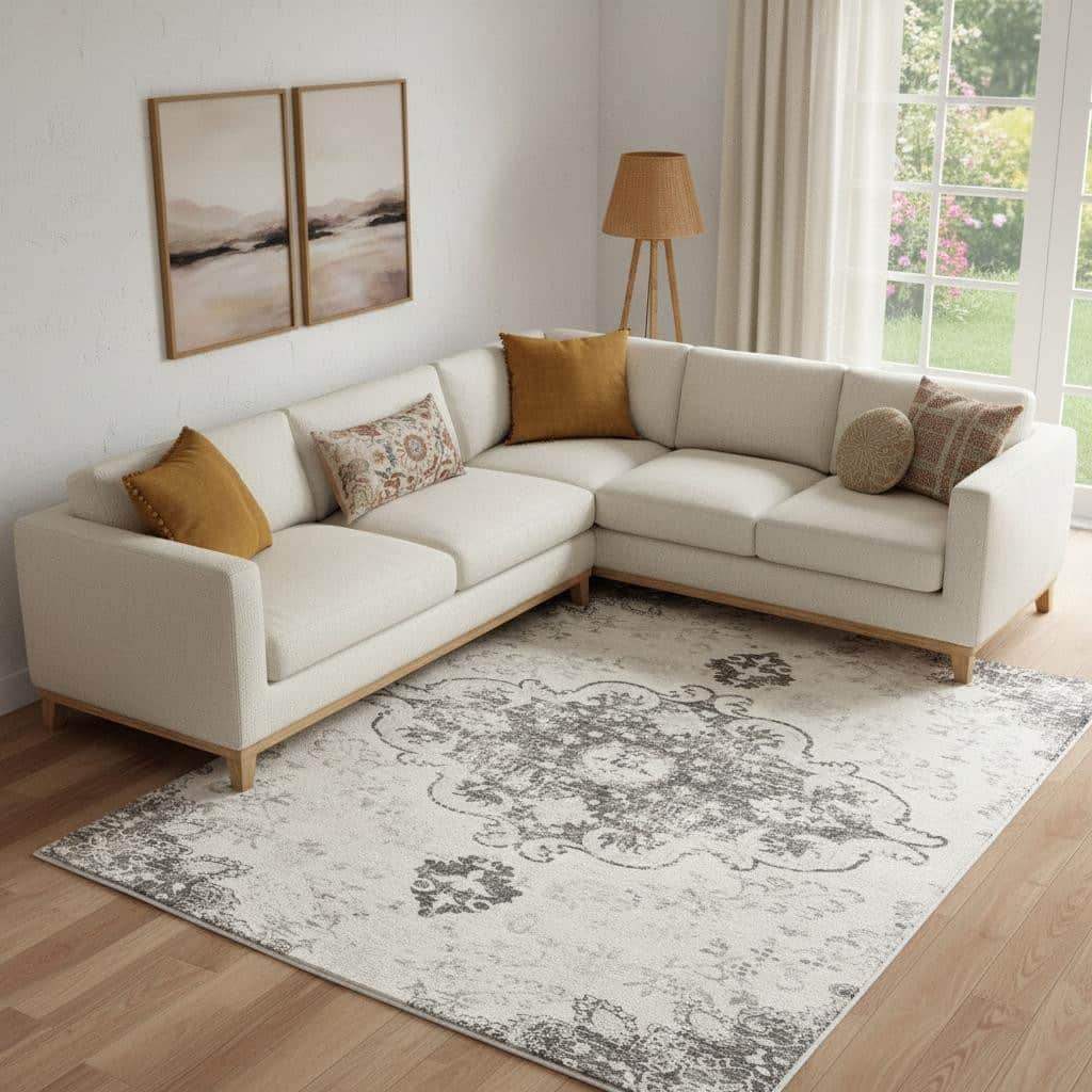 HomeRoots Medallion Traditional Rectangle Area Rug