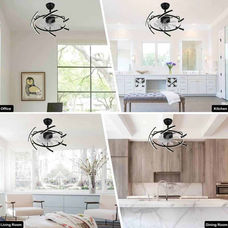 Cusp Barn 24-Inch Dimmable LED 6-DIY Shape Smart Ceiling Fan With Light, 6-Speed Reversible Ceiling Fan Light With Remote