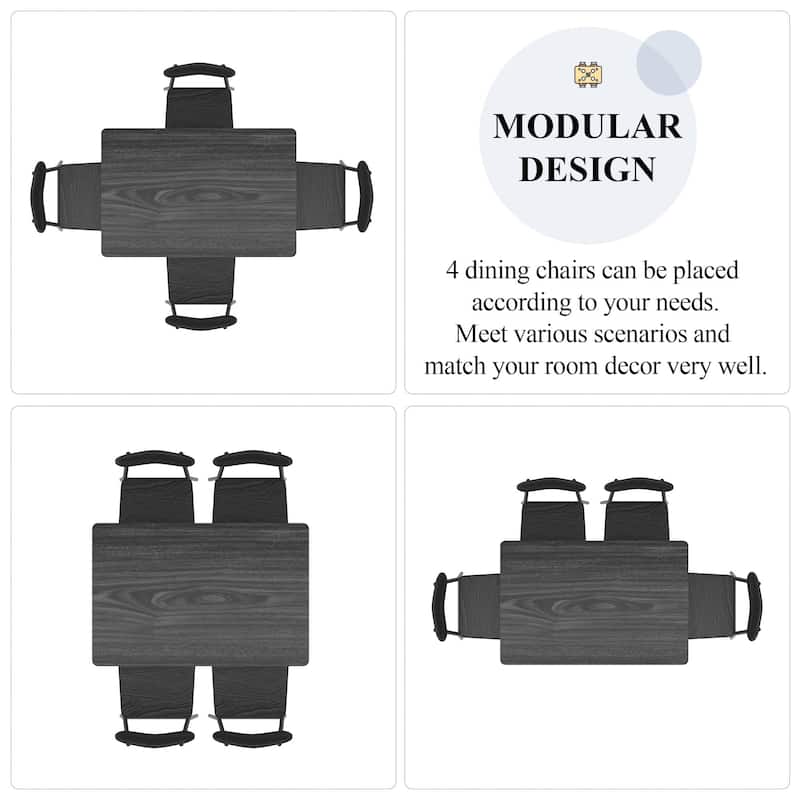 Javlergo 5 Piece Space-Saving Dining Table Set Kitchen Wood Table and Chairs for 4 Dining Room Sets