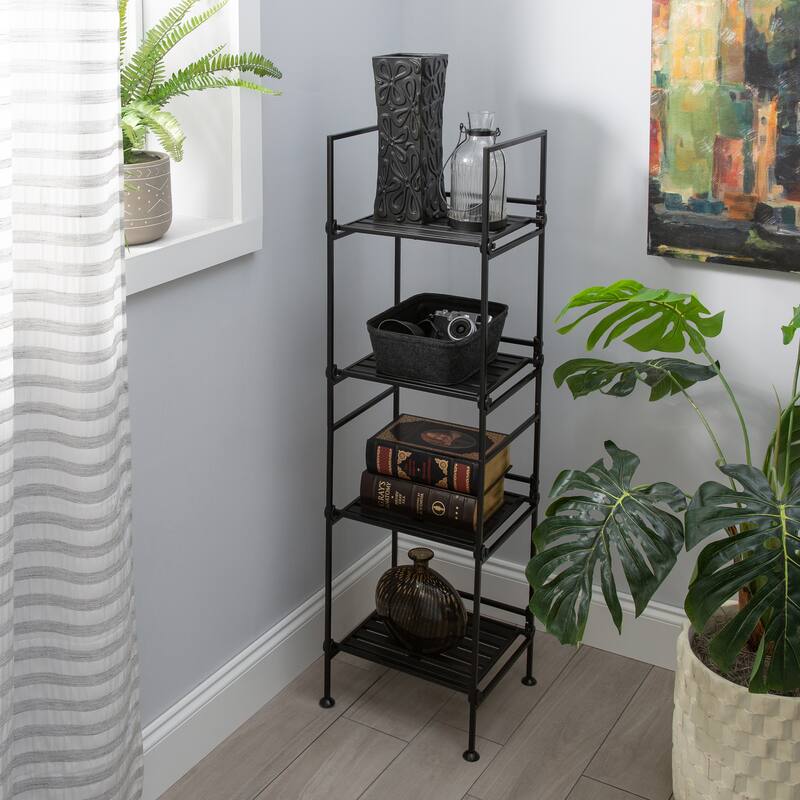 Organize It All 4 Tier Square Shelving Tower - 13.12 x 11.35 x 45.38