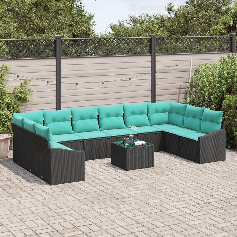 vidaXL 11 Piece Garden Sofa Set with Cushions - 135.4×70.3×27.2