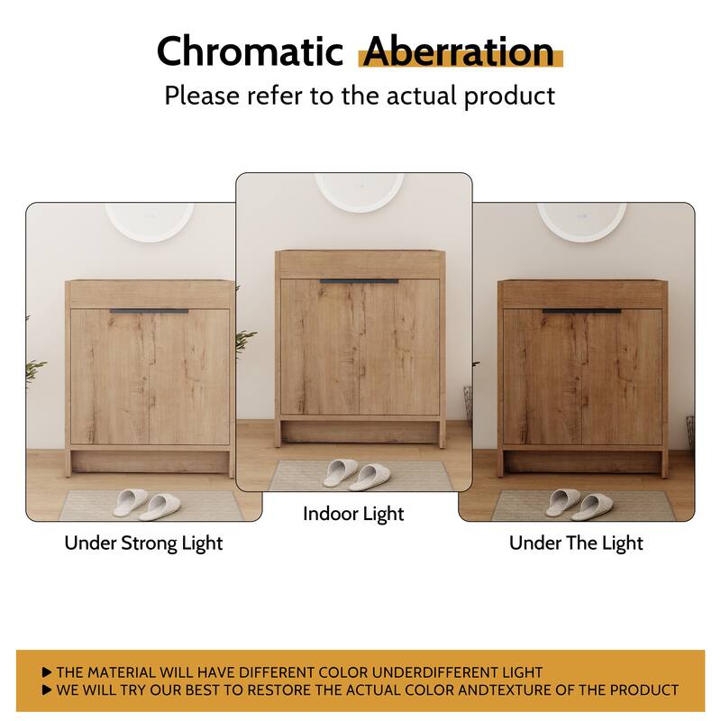 24/30/36 Inch Freestanding Bathroom Vanity Cabinet with Soft Close Door and Adjustable Shelf (Without Sink)