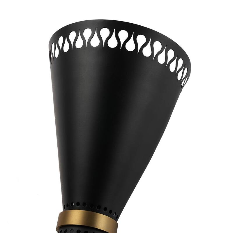 Mid-Century 2-Light Hourglass Up and Down Wall Lamp Black Gold