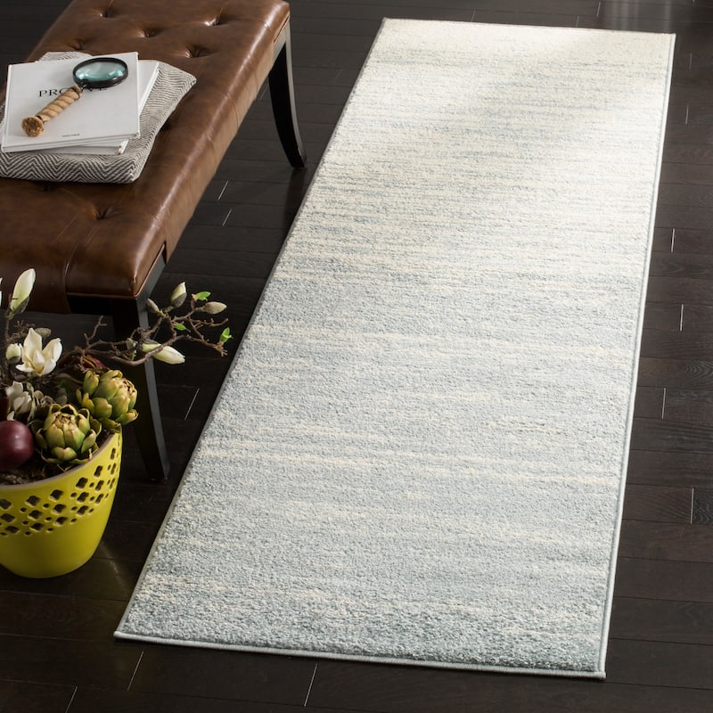 SAFAVIEH Adirondack Vera Modern Ombre Distressed Area Rug - 2'6" x 10' Runner - Slate/Cream