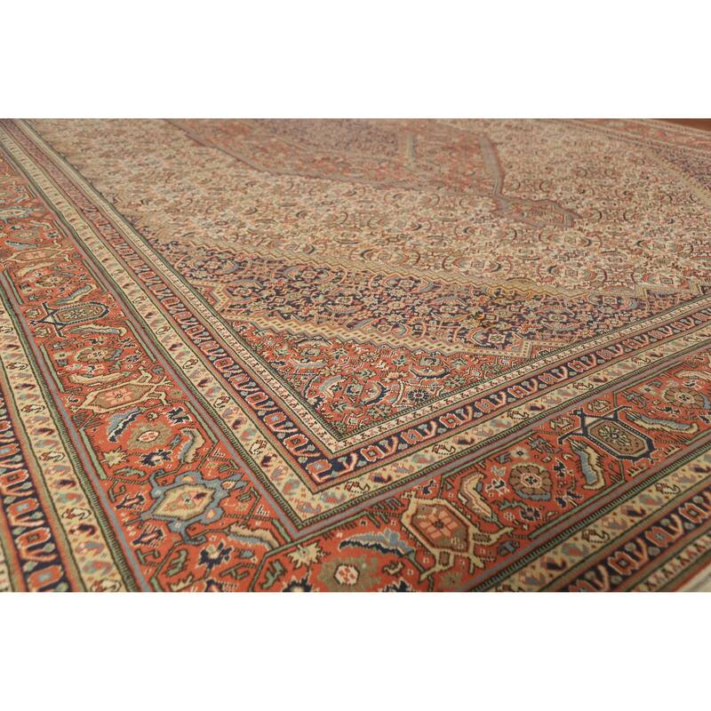 Vegetable Dye Tabriz Persian Area Rug Handmade Wool Carpet - 8'11"x 13'4" - 8'11"x 13'4" - Ivory/Beige