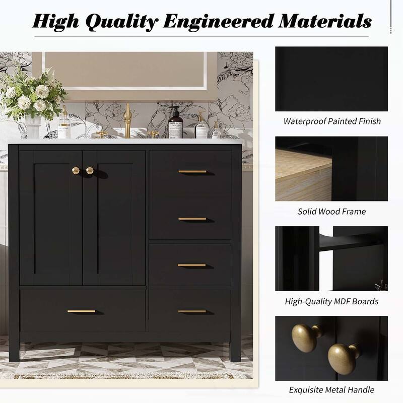 36'' Bathroom Vanity with Ceramic Sink Combo