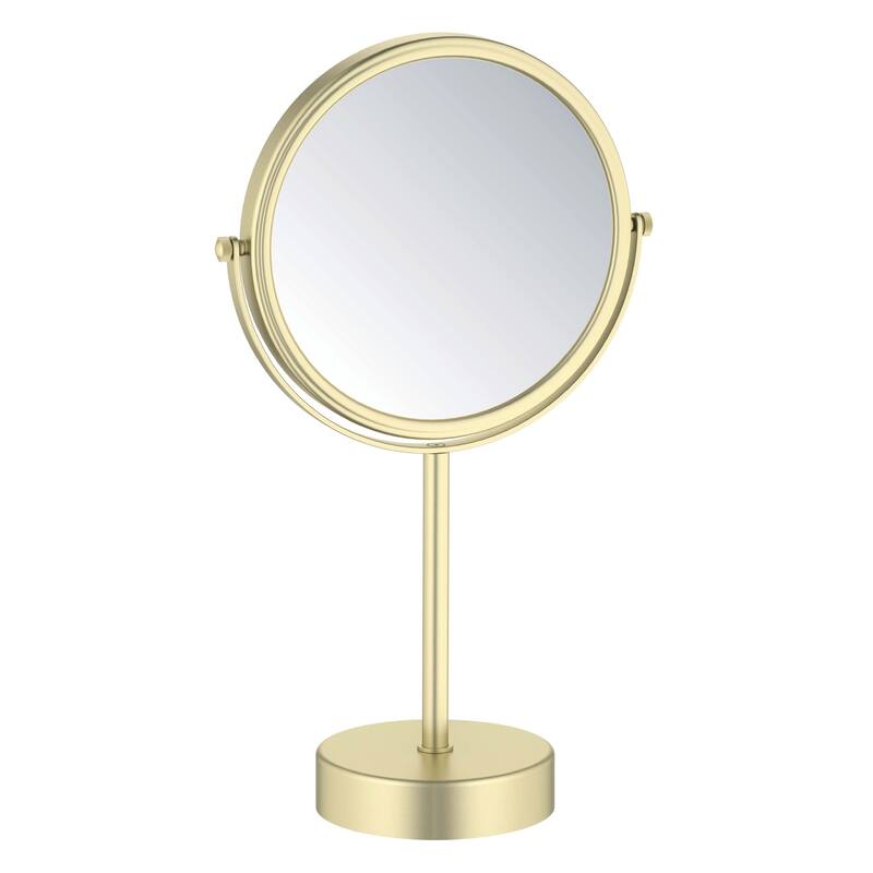 Circular Free Standing Magnifying Make Up Mirror - Brushed Gold