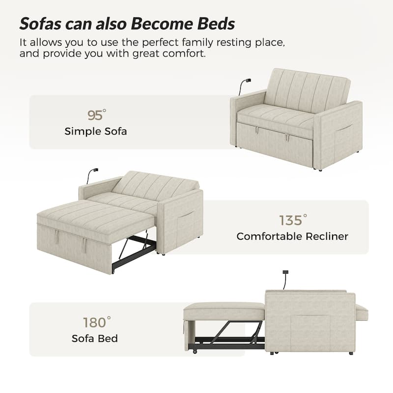 Duane Modern Upholstered Sleeper Sofa with Mobile Phone Holder by HULALA HOME