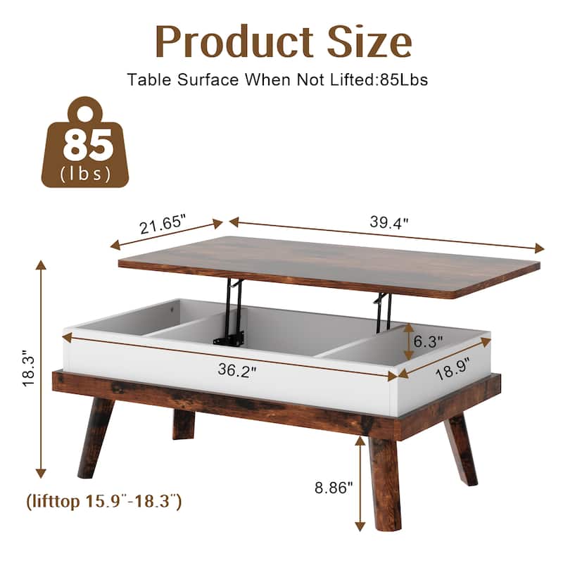 Futzca Wood Coffee Table with Hidden Compartment