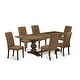 preview thumbnail 34 of 44, 7-Pc Kitchen Dinning Set with Rectangle Table and Parson Chairs - Distressed Jacobean Finish (Color Option)