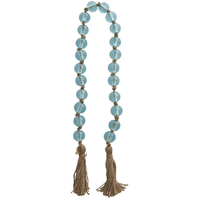 Glass Handmade Round Beaded Garland with Tassel with Knotted Brown Jute - Roche River Decor