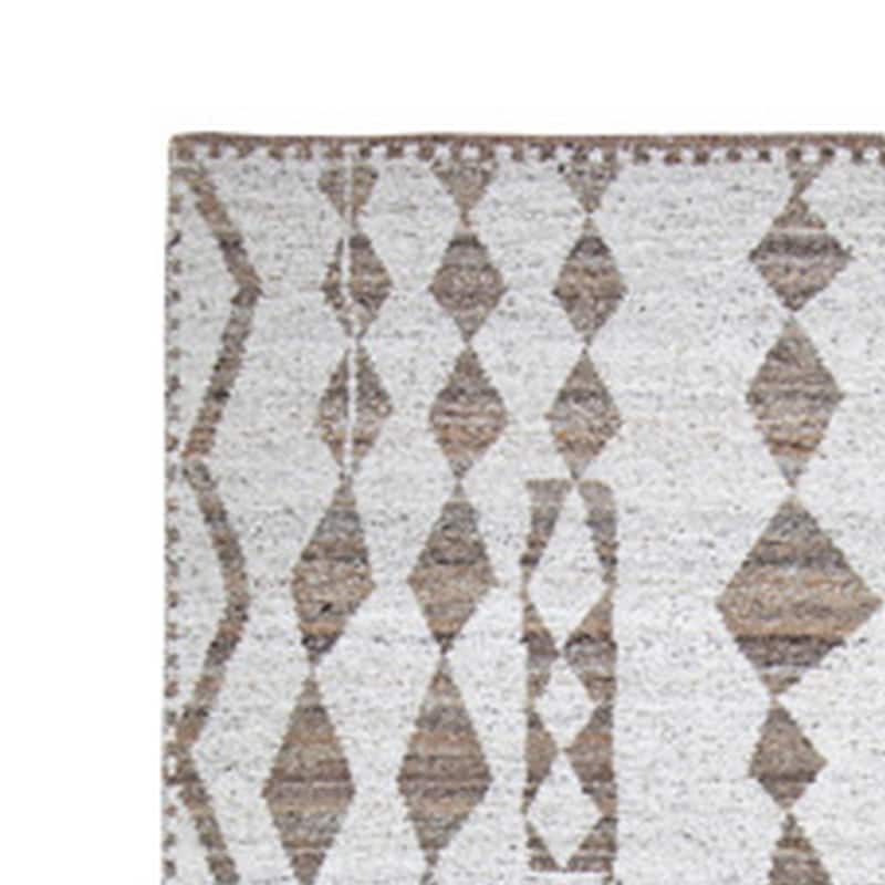 Betty 10 x 14 Area Rug, Geometric Pattern, Beige Brown Polyester, Cotton - 10 x 14