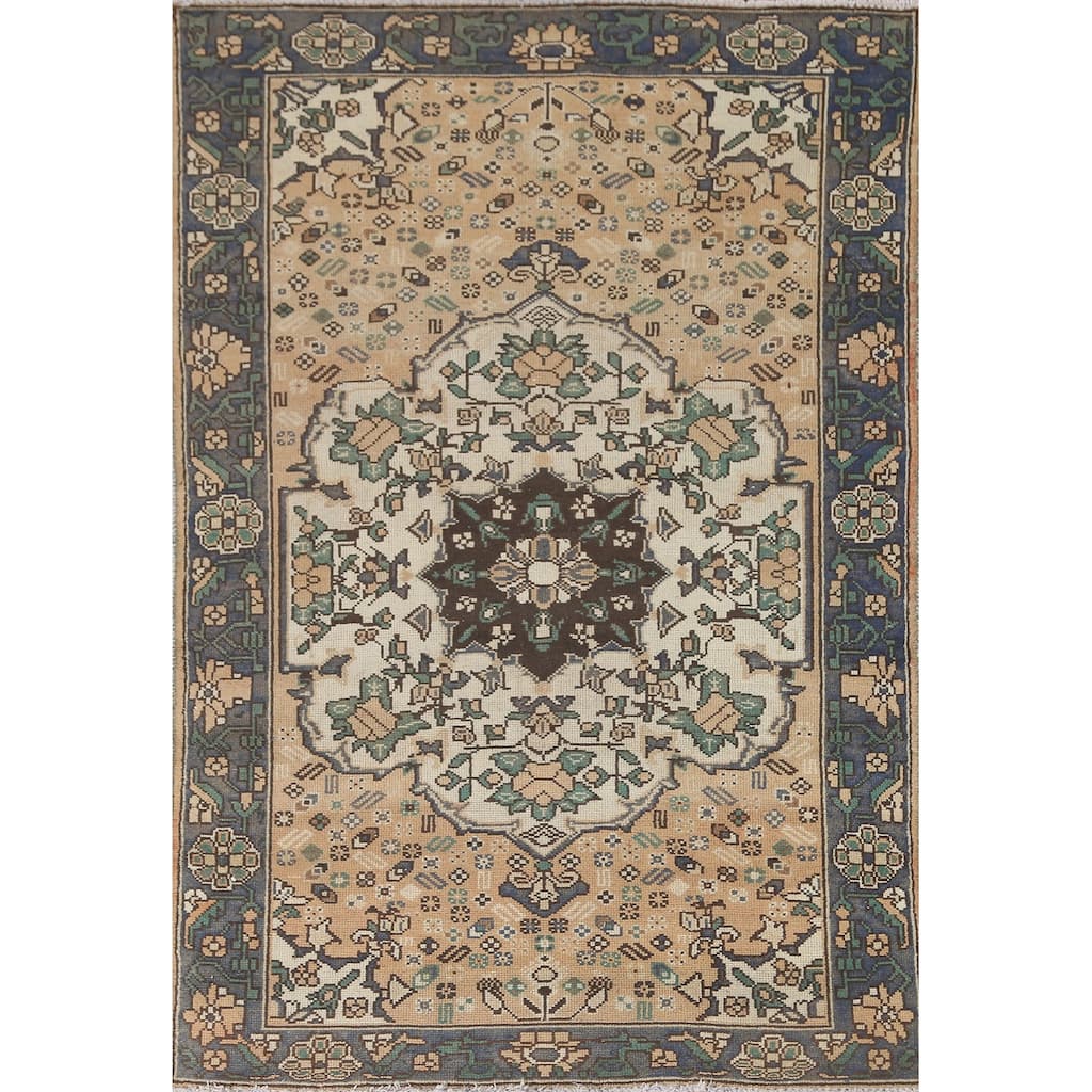 Bakhtiari Persian Vintage Area Rug Hand-Knotted Wool Carpet - 4'3" x 6'8"