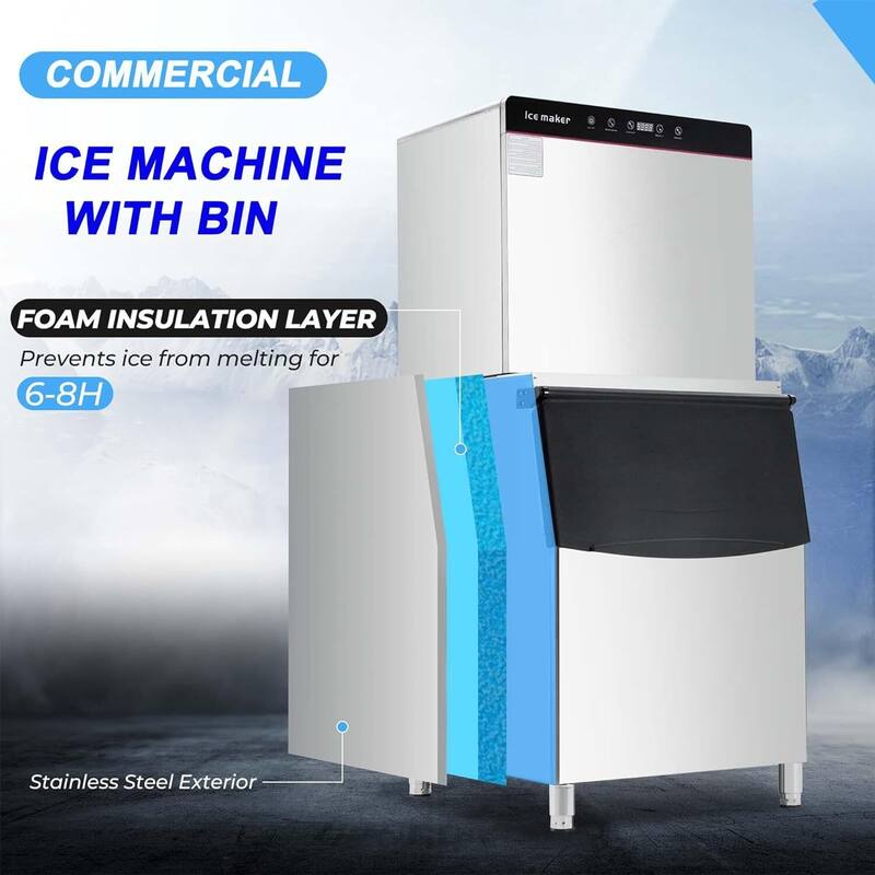550LBS/24H Commercial Ice Maker Machine with 300LBS Ice Storage - N/A