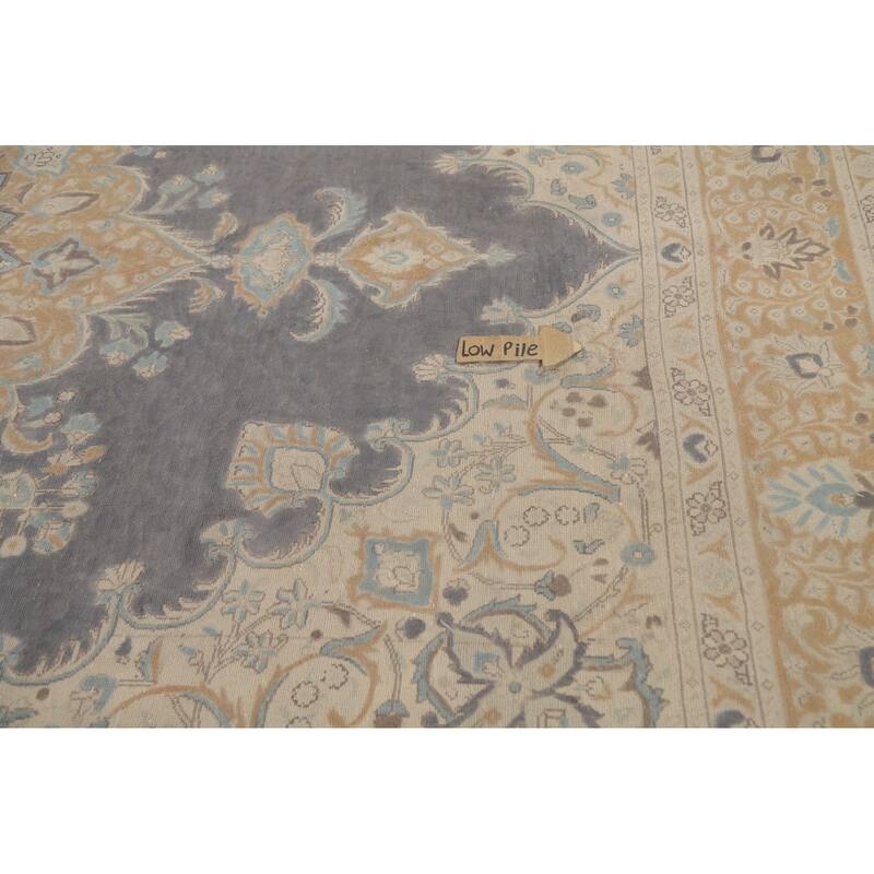 Hand Knotted Oriental 100% Wool Carpet Traditional Medallion Greys & Charcoal Tabriz Area Rug - 12' 5'' X 9' 7''