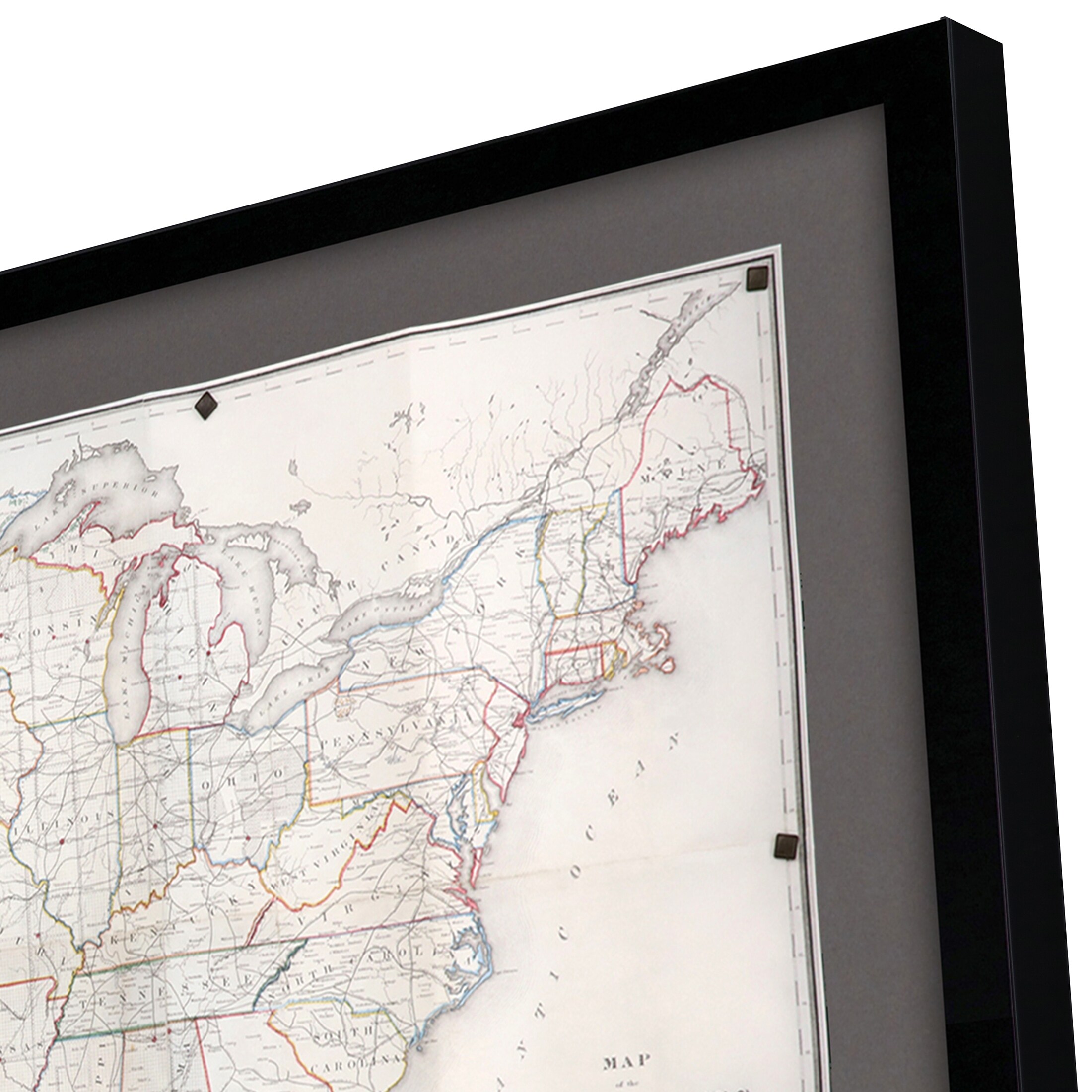 United States Map Framed Art Giclee - United States Map Framed Art Giclee Under Glass 