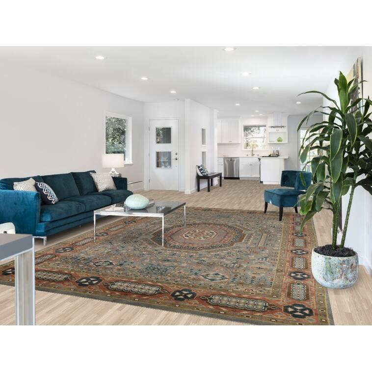 Gray Khotan Indian Area Rug Hand-Knotted Wool Carpet - 8'4" x 12'0"