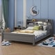 preview thumbnail 10 of 10, Full Pine Wood Platform Bed with Bookcase Headboard ,LED Motion Sensor Light, Guardrails
