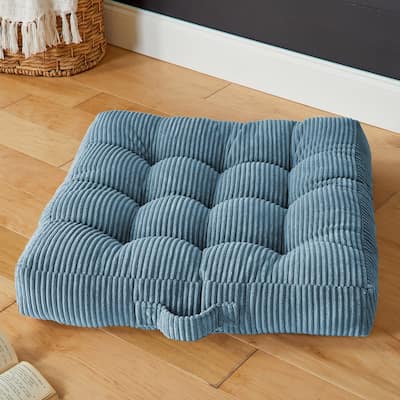 Sorra Home Indoor Soft Corduroy Tufted Square Floor Pillow with Handle