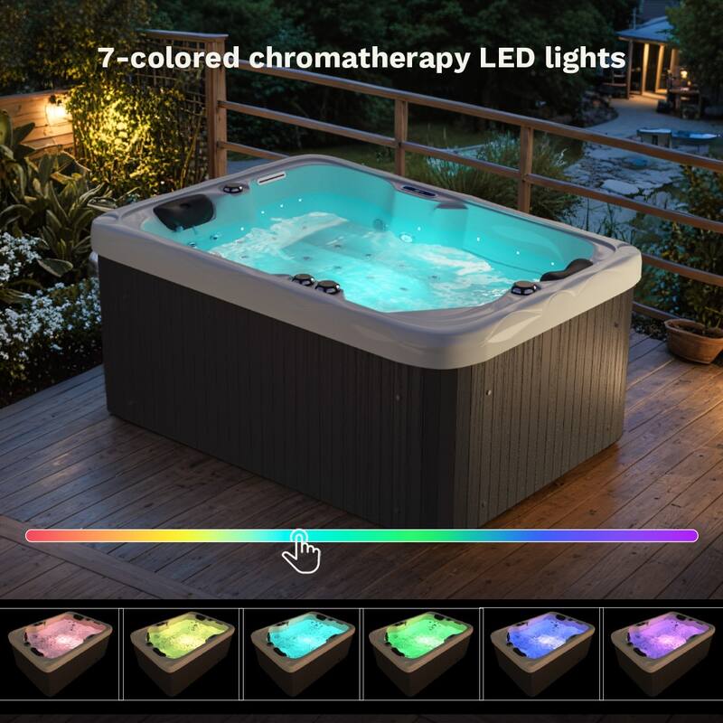 Patiowell 4-Person 41 Jets Hot Tub with Digital Control System-The Fresh Water System and LED Lighting-Intelligent