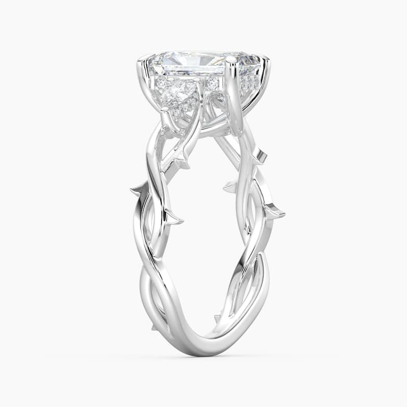 Auriya 14k Gold Radiant Lab Grown Diamond Thorn Vine Three Stone Hidden Halo Engagement Ring 1 to 5 ct. tw. (F-G, VS)