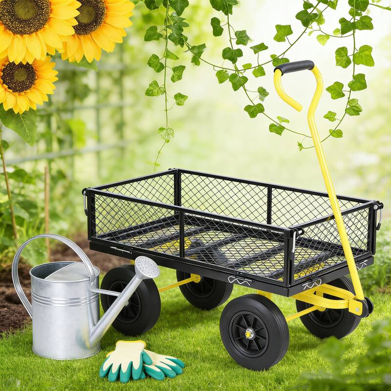 Anmytek Heavy Duty Steel Mesh Utility Wagon with Removable Sides 880 lbs Capacity Garden Cart