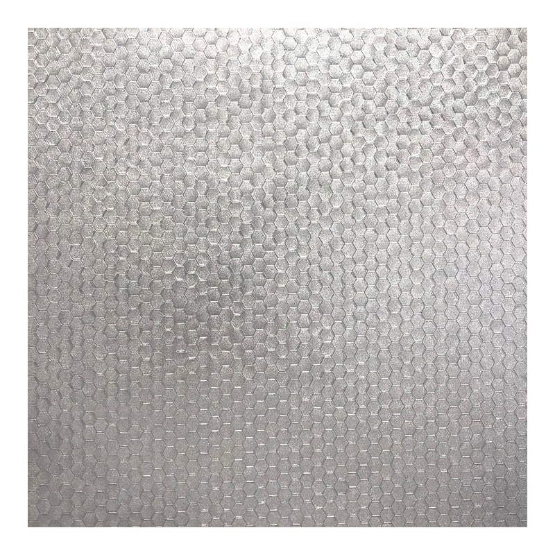 Brewster Carbon Silver Honeycomb Geometric Wallpaper - 20.5 x 396 x 0.025