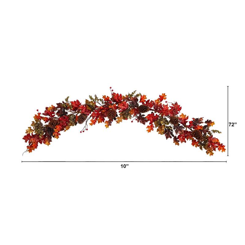 Fall Garland 6ft Maple Leaf Berry Pinecone Decor Autumn Home Decor - 72