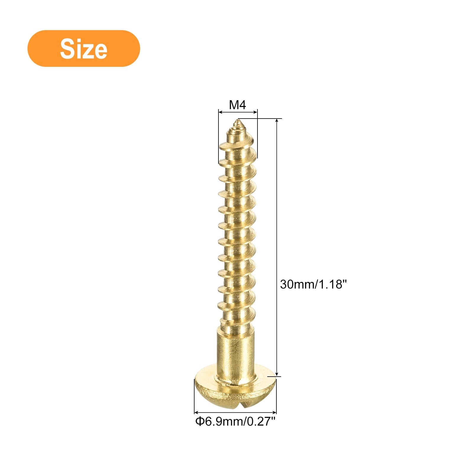 Wood Screws Slotted Round Head Self-Tapping Screw WoodWorking Screw - Gold