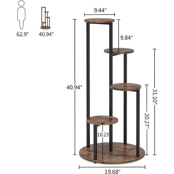 dimension image slide 1 of 2, 4-Tier Plant Stand Indoor, Wood Plant Flower Shelf Holders for Balcony