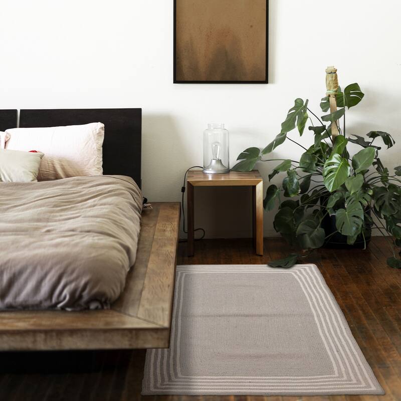 ECARPETGALLERY Braid weave Sienna Light Grey Wool Rug - 3'2 x 5'0