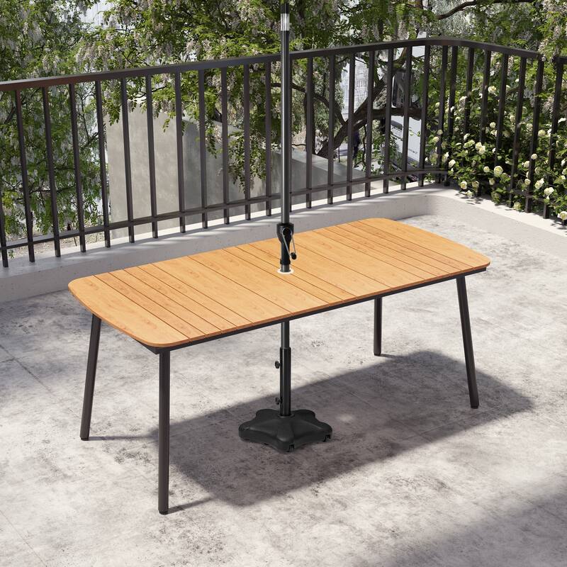 Pellebant Patio Dining Table Rectangular Aluminum Outdoor Table - Brown - 70.9 inches