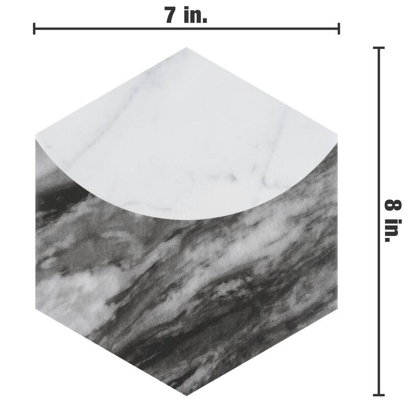 Merola Tile Classico Bardiglio Hex Moon Carrara 7" x 8" Porcelain Floor and Wall Tile