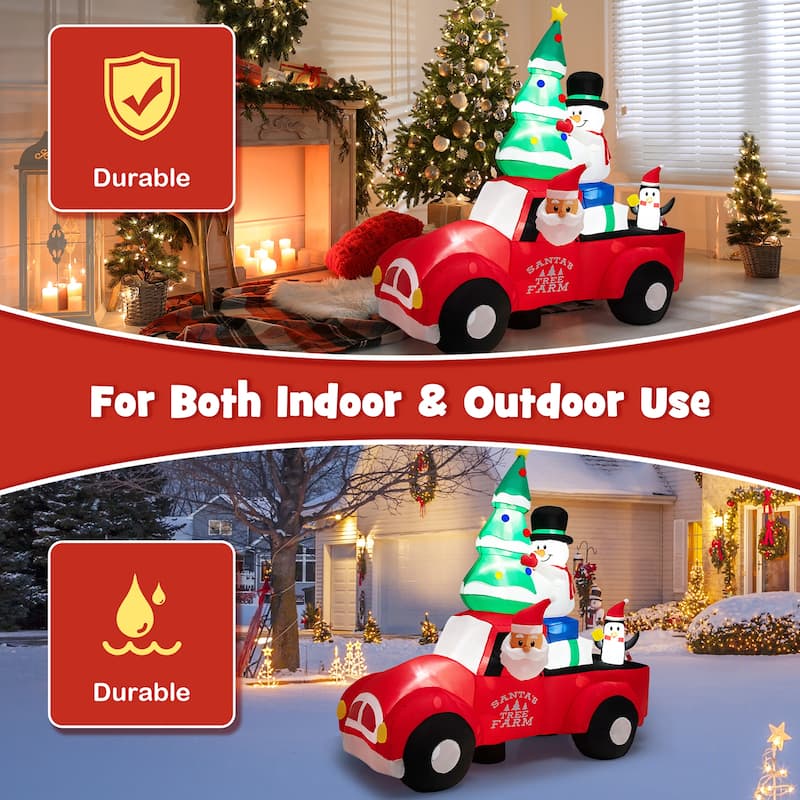 Costway 8FT Wide Inflatable Santa Claus Driving a Car w/ LEDs & Air - See Details