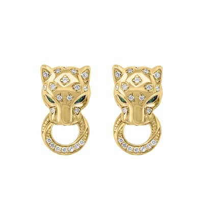 EFFY Gold-Plated 925 Sterling Silver Diamond and Tsavorite Earrings