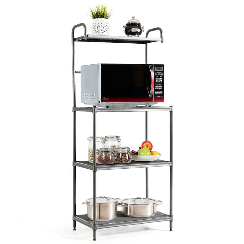 4-Tier Kitchen Microwave Storage Rack Oven Stand - Grey