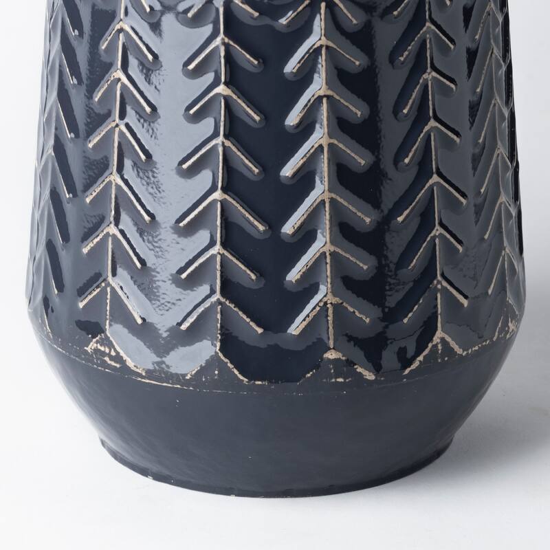 Gemma Green Metal Chevron Vase