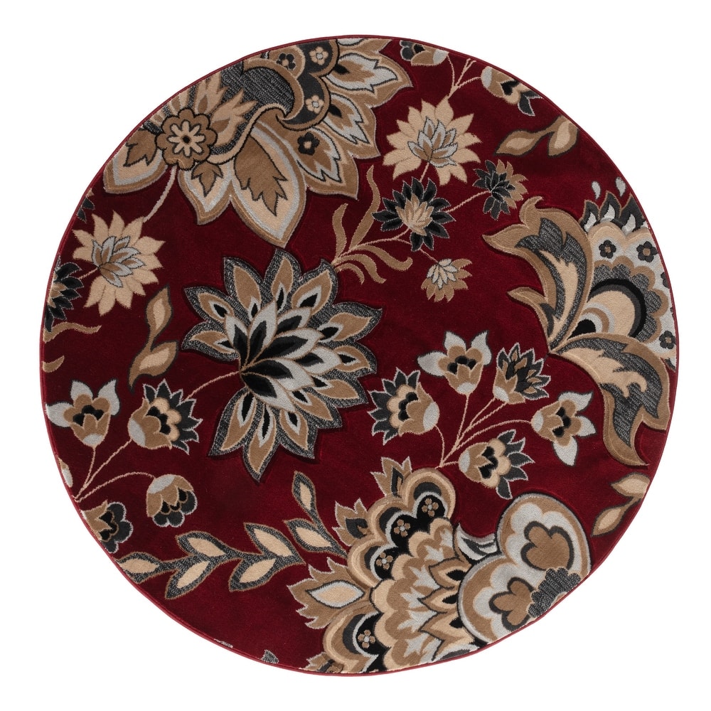Glamour Collection Floral Area Rug
