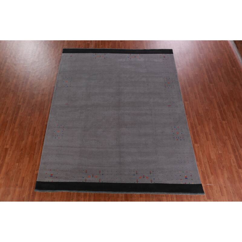 Hand Knotted Oriental 100% Wool Carpet Tribal Tribal Greys & Charcoal Gabbeh Area Rug - 11' 10'' X 9' 2''
