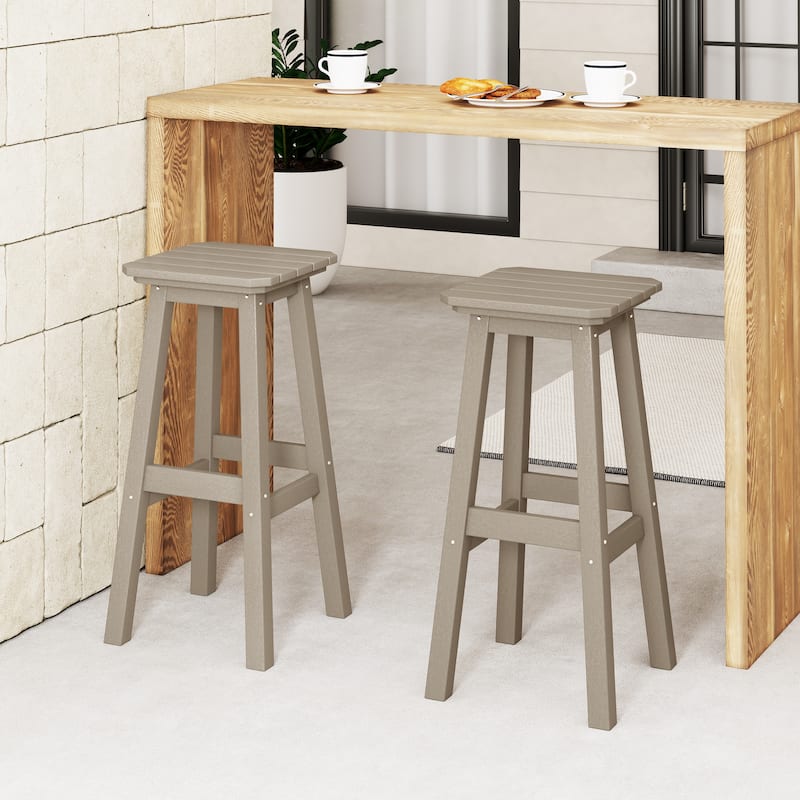 Polytrends Laguna Hdpe All Weather Outdoor Patio 29" Square Bar Stool (Set Of 2)