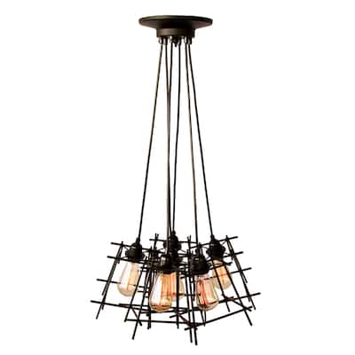 Titania Black Adjustable Cord 6-light Edison Chandelier
