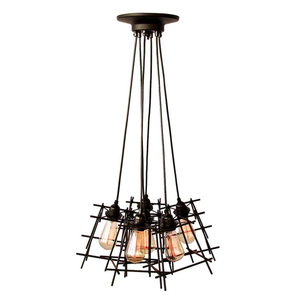 Warehouse of Tiffany Titania Black Adjustable Cord 6-light Edison Chandelier