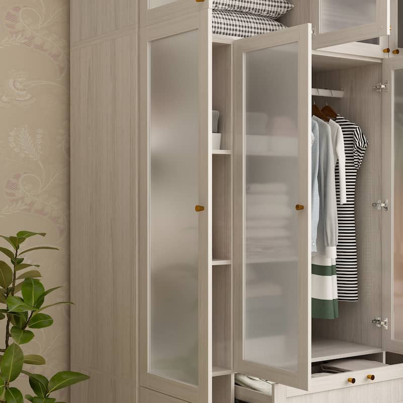 Combo Elegant Light Gray Wardrobe Modular Closet Configuration Armoire