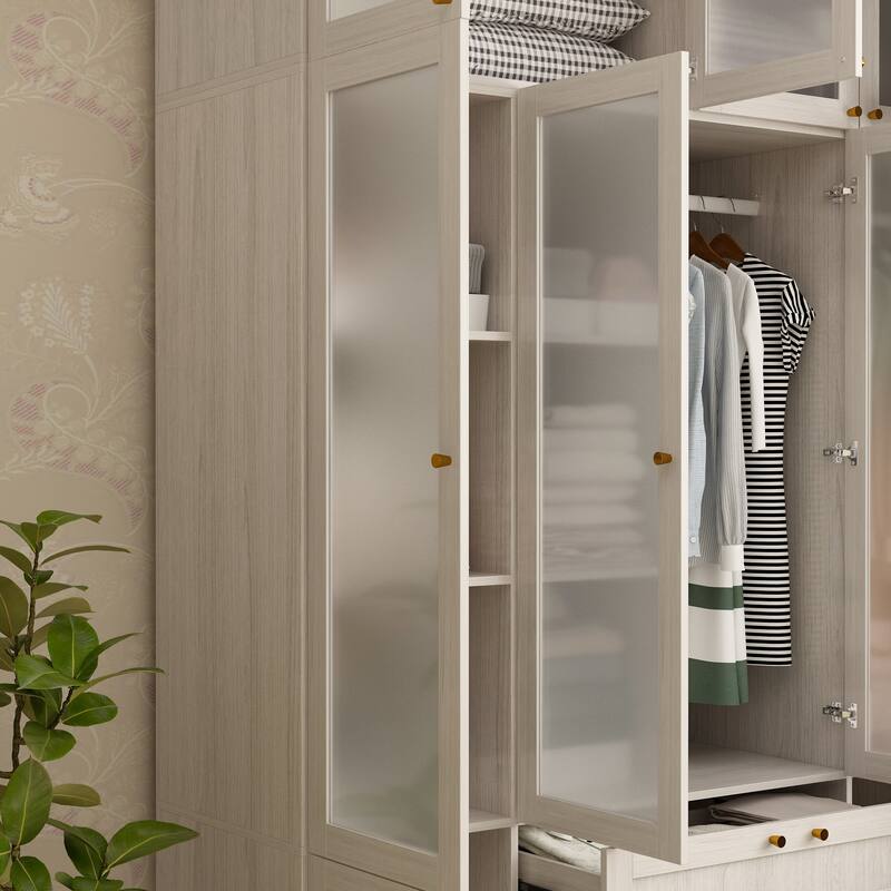 Large Glass Combination Cabinet: Contemporary Storage Closet Armoires