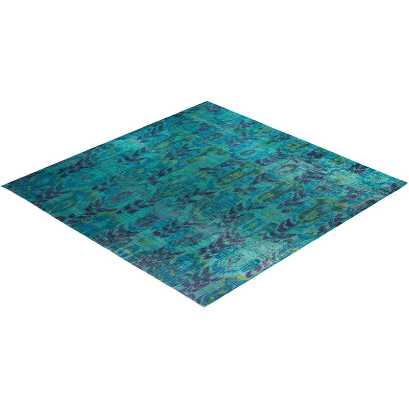 Overdyed One-of-a-Kind Hand-Knotted Square Area Rug - Green - 11' 9" x 12' 1"