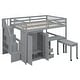 preview thumbnail 54 of 112, Roomfitters Twin Size Loft Bed with Stairs, Built-in Bookshelf, Desk, and Storage, Space-Saving Multi-Functional Frame
