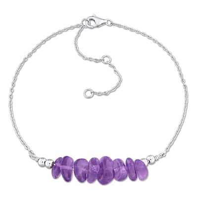 Miadora 1 1/3ct TGW Amethyst Bead Bracelet in Sterling Silver-725+2 in